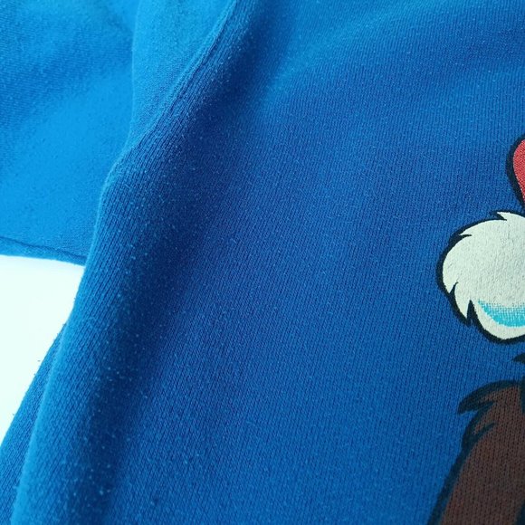 Vintage Looney Tunes Christmas Taz Santa Ho Ho Ho L Sweatshirt Blue Tultex USA - Picture 15 of 16